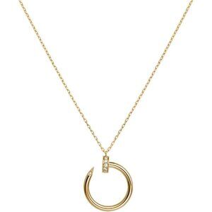 18K Gold Nail Necklace & Ring Holder Diamond Pendant - Classic Handmade Chain